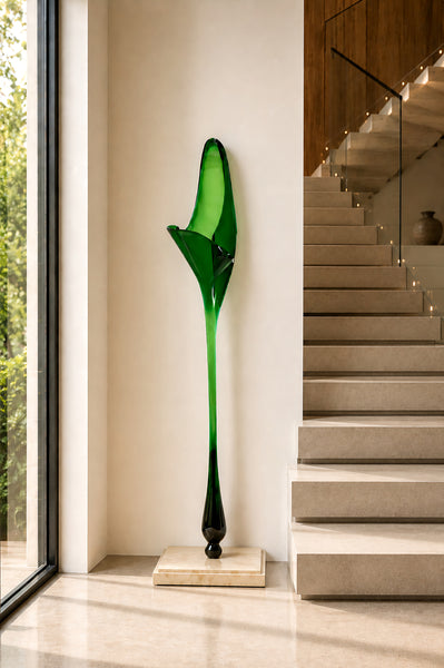 Dale Chihuly, Handblown Glass, Organic Abstract, 5 Foot Green Monumetal Installation