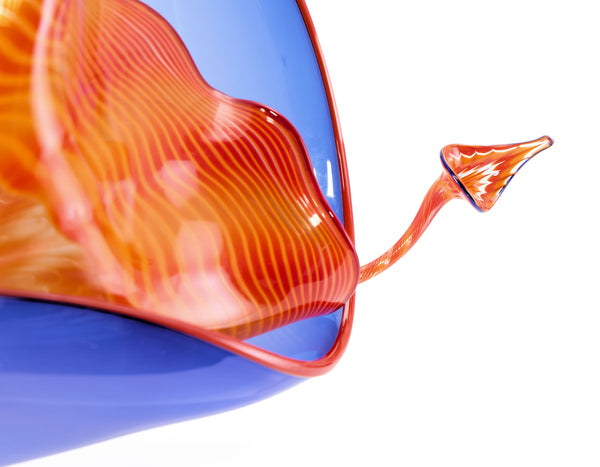 Dale Chihuly, Lapis Blue and Orange Five Piece Seaform Set, Signed 1988