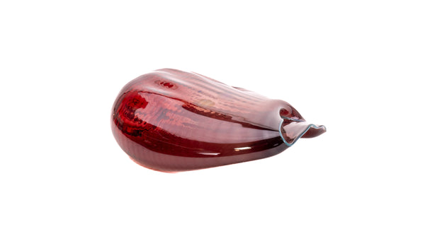 Dale Chihuly 1986 Large Signed Glass Oxblood Seaform Pair with Turquoise Lip Wrap