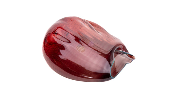 Dale Chihuly 1986 Large Signed Glass Oxblood Seaform Pair with Turquoise Lip Wrap