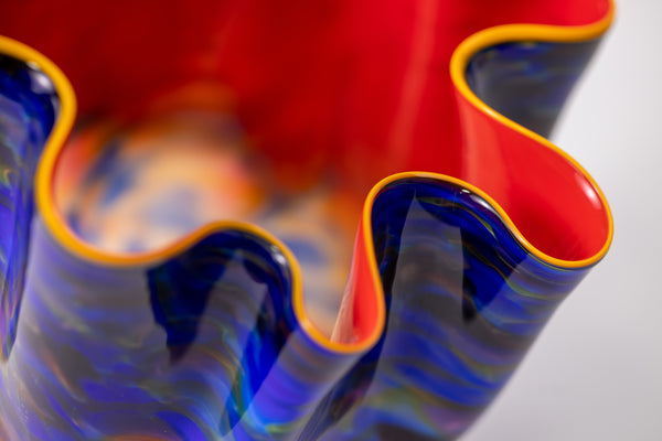 Dale Chihuly Blue and Red Pacific Sunrise Macchia Signed PP 2006 Hand Blown Glass