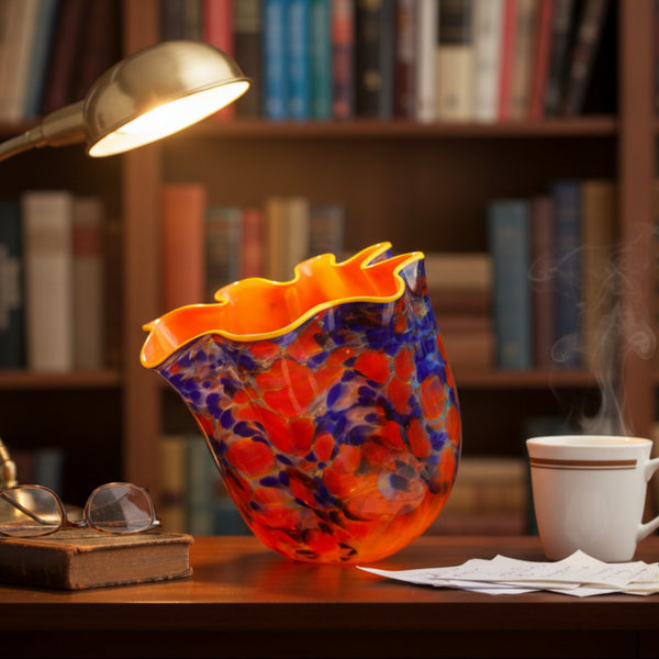 Dale Chihuly, Blue and Red Pacific Sunrise Macchia, Signed PP 2006 Hand Blown Glass