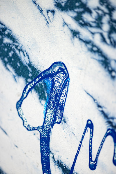 Dale Chihuly Original Acrylic on Paper Signed Painting Aegean Blue Reeds 42x30 Inches