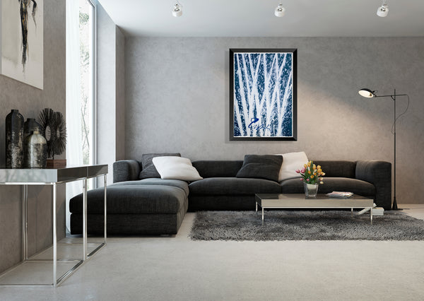 Dale Chihuly, Aegean Blue Reeds, Original Signed Acrylic on Paper Painting 42x30 Inches