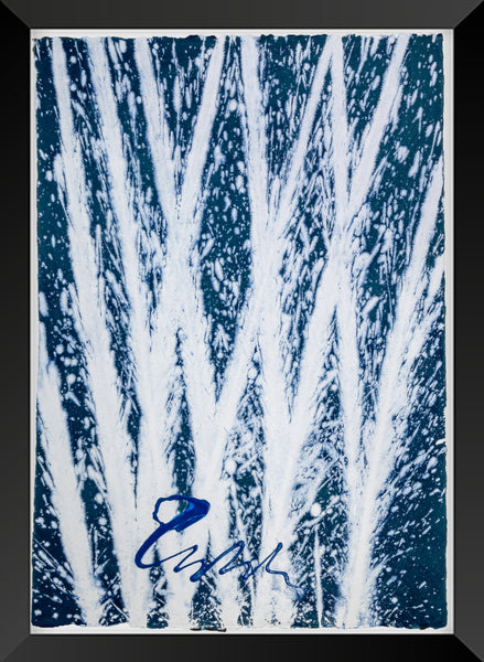 Dale Chihuly, Aegean Blue Reeds, Original Signed Acrylic on Paper Painting 42x30 Inches