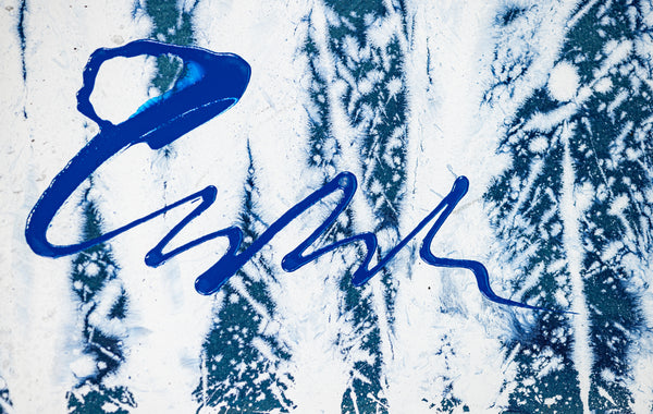 Dale Chihuly Original Acrylic on Paper Signed Painting Aegean Blue Reeds 42x30 Inches