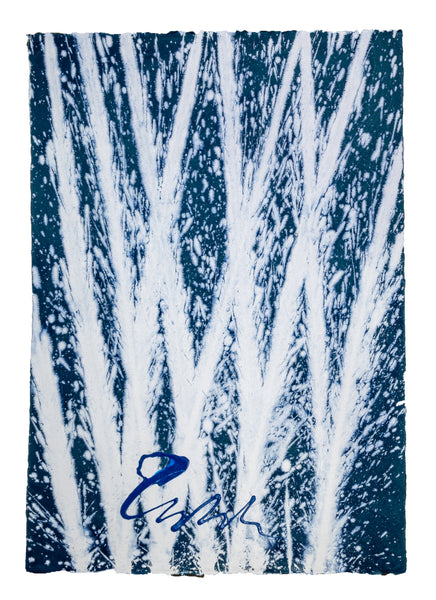 Dale Chihuly Original Acrylic on Paper Signed Painting Aegean Blue Reeds 42x30 Inches