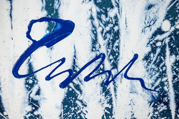 Dale Chihuly Original Acrylic on Paper Signed Painting Aegean Blue Reeds 42x30 Inches