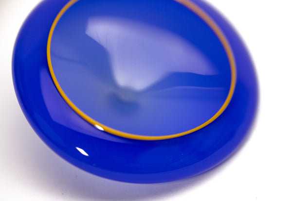 Dale Chihuly Paris Blue Basket 3 Piece Set Signed Portland Press Hand Blown Glass