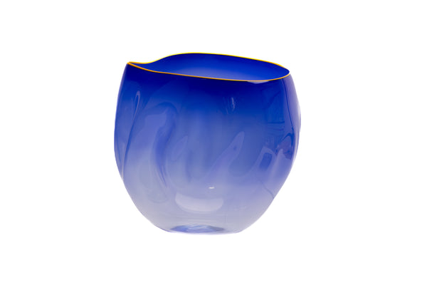 Dale Chihuly Paris Blue Basket 3 Piece Set Signed Portland Press Hand Blown Glass