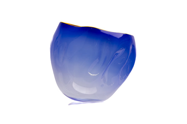 Dale Chihuly Paris Blue Basket 3 Piece Set Signed Portland Press Hand Blown Glass