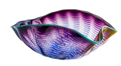 Dale Chihuly Large 15” Purple Seaform with Turquoise Lip Wrap Hand Blown Glass