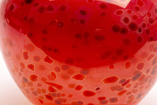 Dale Chihuly Red Basket with Black Lip Wrap Singed Hand-Blown Glass 1995