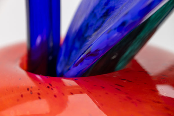 Dale Chihuly Red-Orange and Violet Ikebana 2001 Signed Large 36x32 Handblown Glass