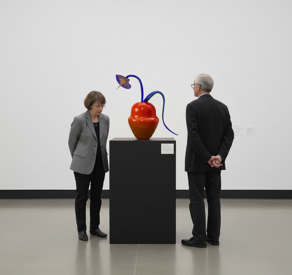 Dale Chihuly, Red-Orange and Violet Ikebana - 2001 Signed Large 36x32 Hand Blown Glass