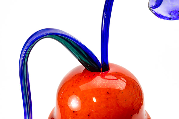 Dale Chihuly Red-Orange and Violet Ikebana 2001 Signed Large 36x32 Handblown Glass