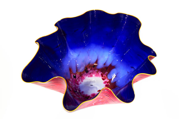 Dale Chihuly, Large 29 Inch Sapphire Macchia Signed 2015 Handblown Glass