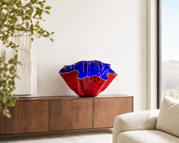 Dale Chihuly, Large 29 Inch Sapphire Macchia Signed 2015 Handblown Glass