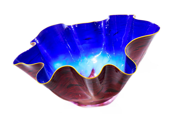 Dale Chihuly, Large 29 Inch Sapphire Macchia Signed 2015 Handblown Glass