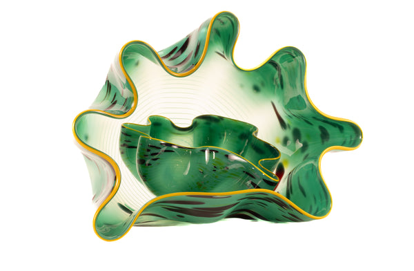 Dale Chihuly Signed Seagreen Macchia Pair Hand-Blown Glass Sold Out Portland Press Edition