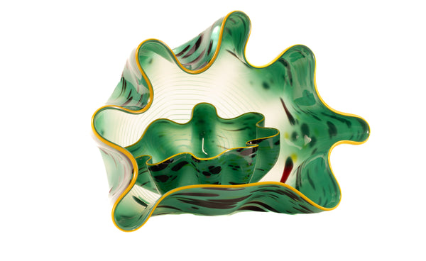 Dale Chihuly Signed Seagreen Macchia Pair Hand-Blown Glass Sold Out Portland Press Edition