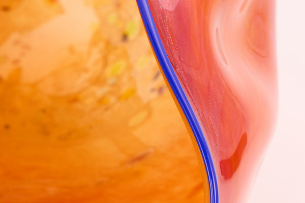Dale Chihuly, Silver Orange Basket w/ Black Lip Wrap, 1992 Signed Hand Blown Glass