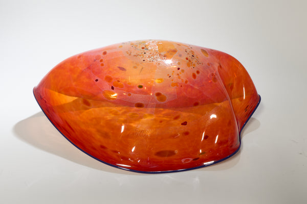 Dale Chihuly, Silver Orange Basket w/ Black Lip Wrap, 1992 Signed Hand Blown Glass