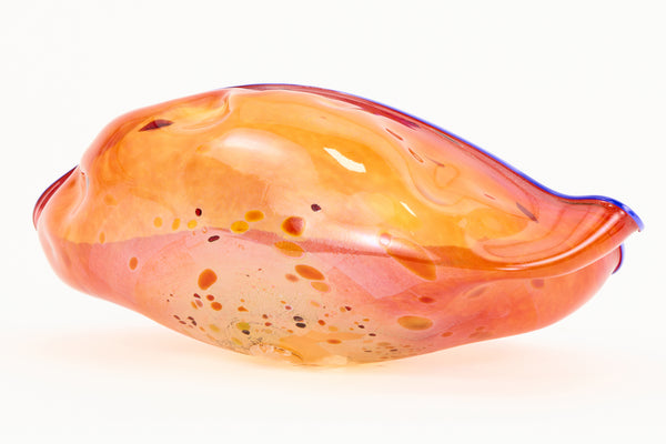 Dale Chihuly, Silver Orange Basket w/ Black Lip Wrap, 1992 Signed Hand Blown Glass