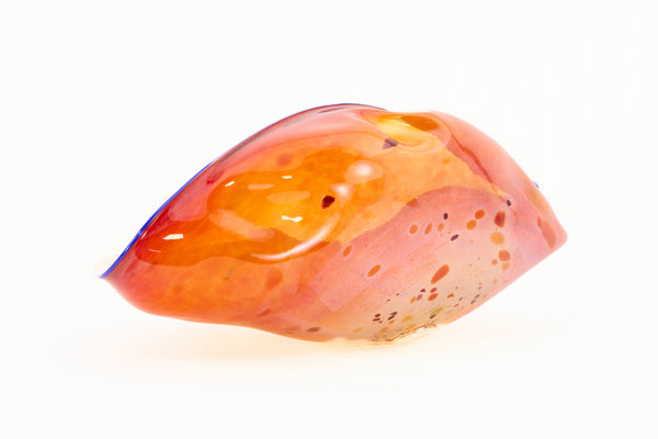 Dale Chihuly, Silver Orange Basket w/ Black Lip Wrap, 1992 Signed Hand Blown Glass