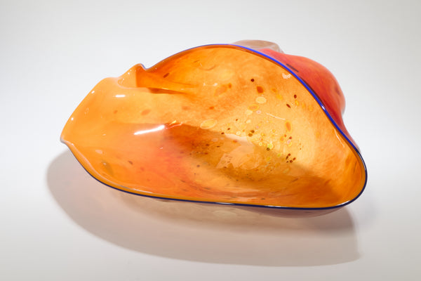 Dale Chihuly, Silver Orange Basket w/ Black Lip Wrap, 1992 Signed Hand Blown Glass
