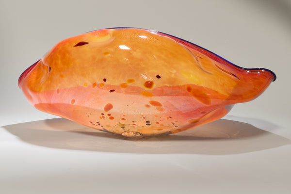 Dale Chihuly, Silver Orange Basket w/ Black Lip Wrap, 1992 Signed Hand Blown Glass