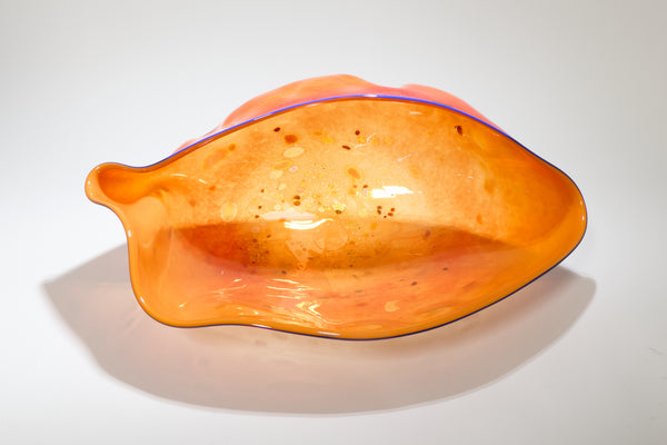 Dale Chihuly, Silver Orange Basket w/ Black Lip Wrap, 1992 Signed Hand Blown Glass
