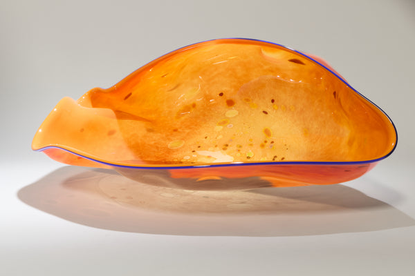 Dale Chihuly, Silver Orange Basket w/ Black Lip Wrap, 1992 Signed Hand Blown Glass