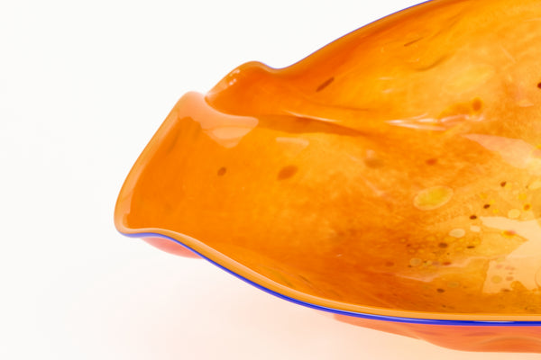Dale Chihuly, Silver Orange Basket w/ Black Lip Wrap, 1992 Signed Hand Blown Glass