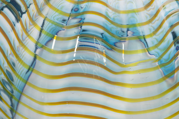 Dale Chihuly Teal Blue Seaform Persian Basket Signed Hand Blown Glass Sculpture