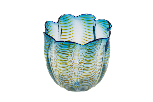 Dale Chihuly Teal Blue Seaform Persian Basket Signed Hand Blown Glass Sculpture