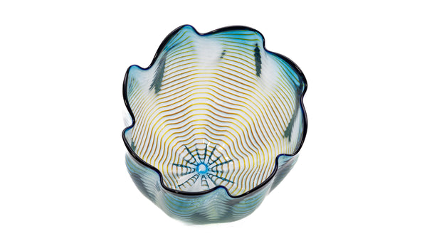 Dale Chihuly Teal Blue Seaform Persian Basket Signed Hand Blown Glass Sculpture