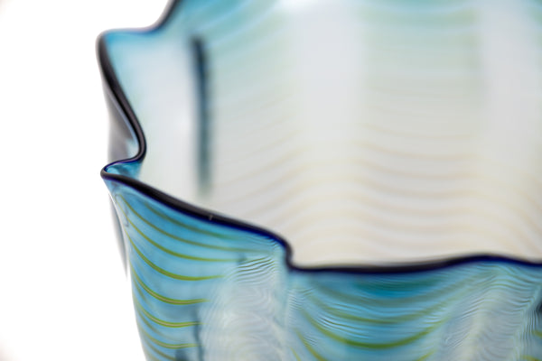 Dale Chihuly Teal Blue Seaform Persian Basket Signed Hand Blown Glass Sculpture