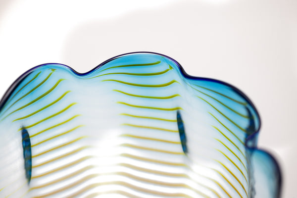 Dale Chihuly Teal Blue Seaform Persian Basket Signed Hand Blown Glass Sculpture