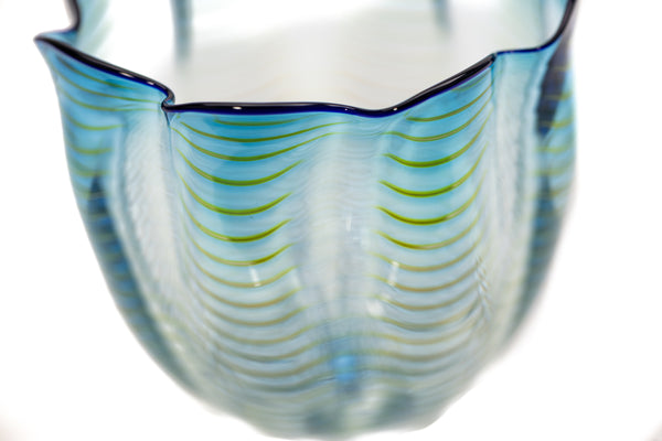Dale Chihuly Teal Blue Seaform Persian Basket Signed Hand Blown Glass Sculpture