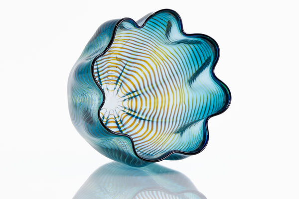 Dale Chihuly, Teal Basket, Portland Press 1997 Edition Signed Hand Blown Glass