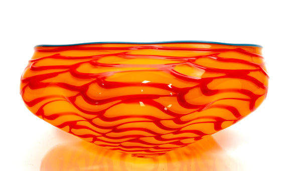 Dale Chihuly SIgned Tiger Lily Seaform Pair Orange Hand-Blown Glass