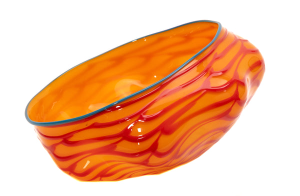 Dale Chihuly SIgned Tiger Lily Seaform Pair Orange Hand-Blown Glass