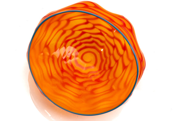 Dale Chihuly SIgned Tiger Lily Seaform Pair Orange Hand-Blown Glass