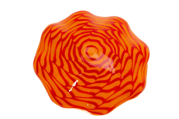 Dale Chihuly SIgned Tiger Lily Seaform Pair Orange Hand-Blown Glass