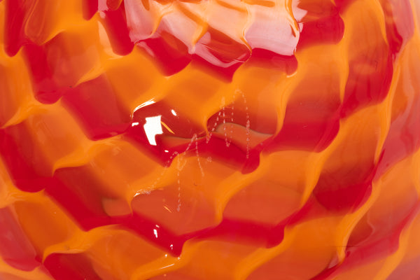 Dale Chihuly SIgned Tiger Lily Seaform Pair Orange Hand-Blown Glass