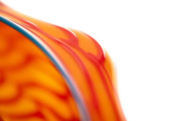 Dale Chihuly SIgned Tiger Lily Seaform Pair Orange Hand-Blown Glass