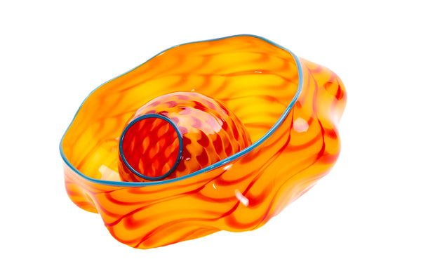 Tiger Lily Seaform Pair Hand Blown Signed Dated Glass Sculpture Rare