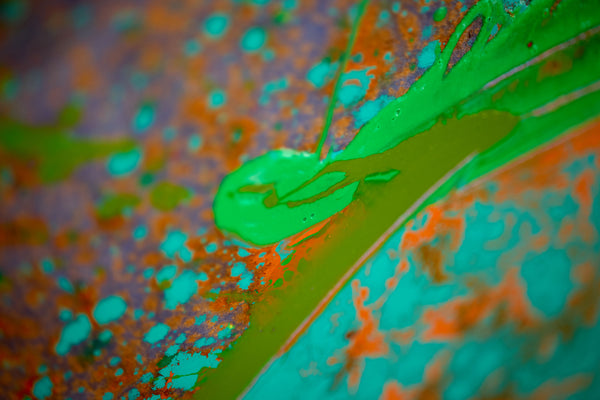 Dale Chihuly Turquoise Orange Macchia Signed 42” Original Painting