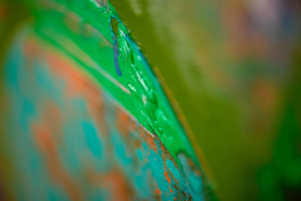 Dale Chihuly Turquoise Orange Macchia Signed 42” Original Painting
